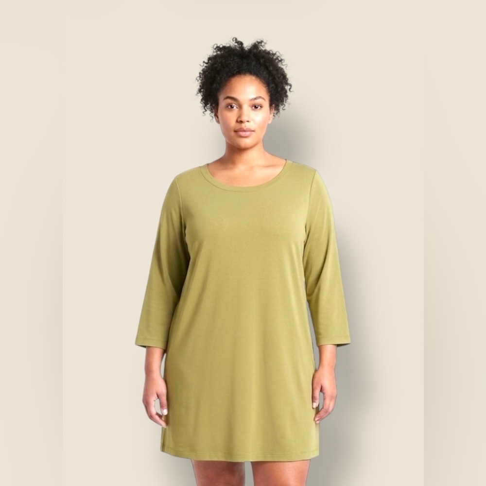 YOINS Olive Green Scoop Neck Tunic Dress